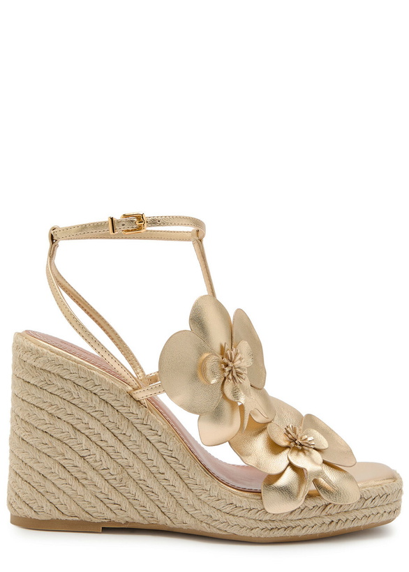 Photo: Zimmermann Orchid 110 Metallic Leather Espadrille Sandals Gold