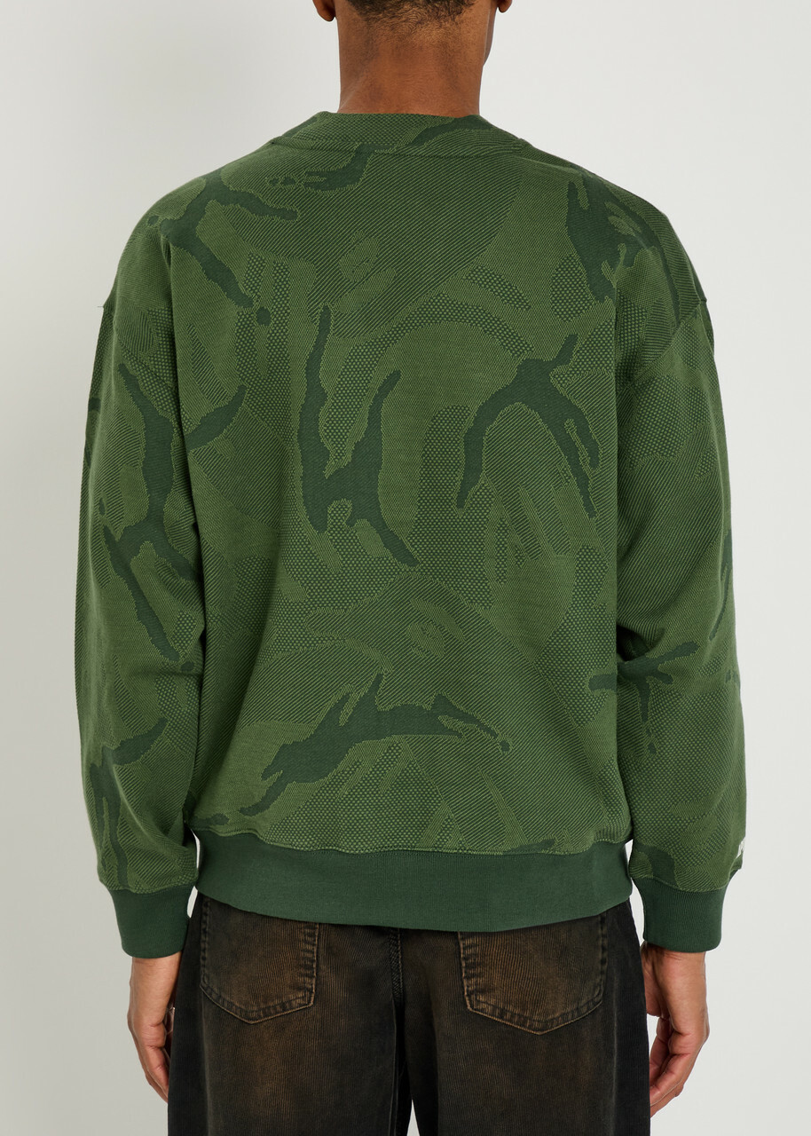 Aape Logo Camouflage-intarsia Cotton Cardigan Dark Green