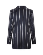 Kiton Blue Striped Silk Single-breasted Blazer