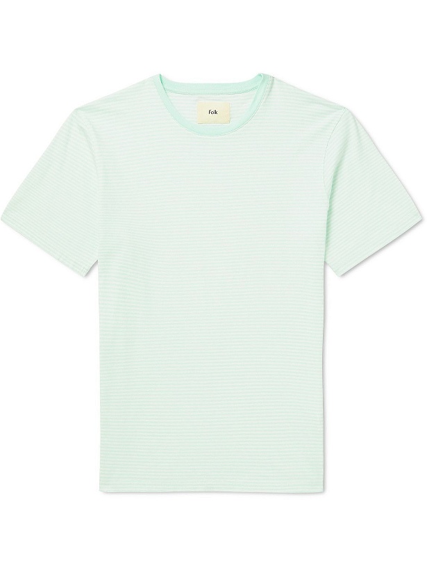 Photo: Folk - Striped Cotton-Jersey T-Shirt - Green