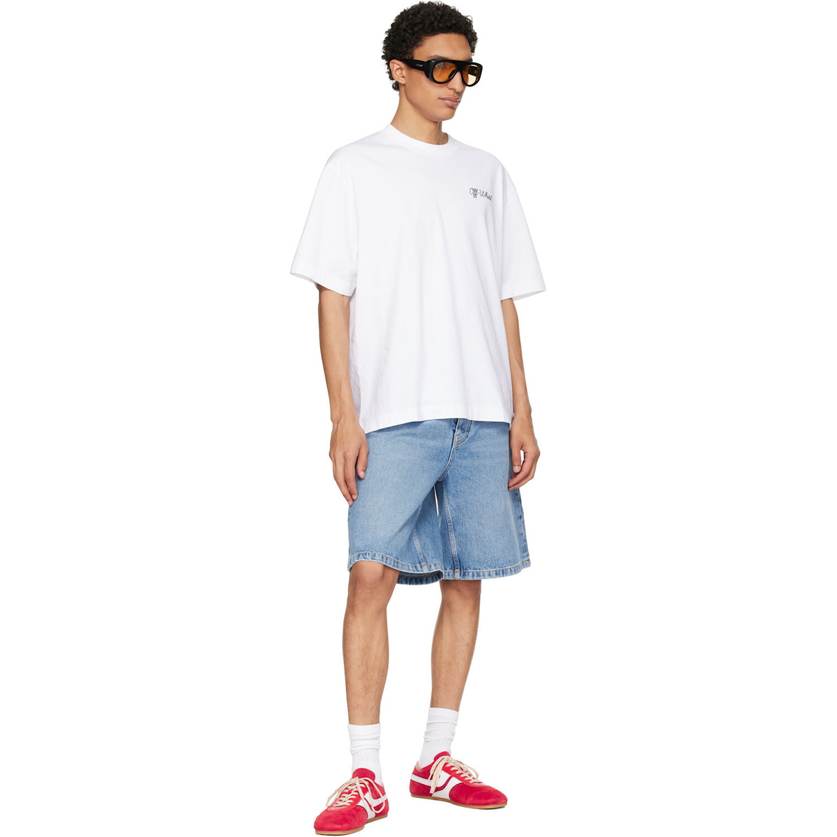 Off-White Blue Half Arrow Denim Shorts
