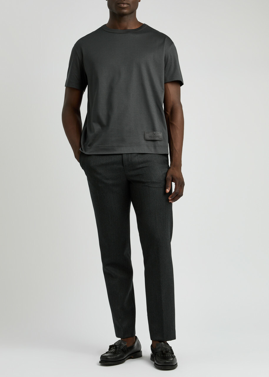 Valentino Maison Label Appliqué Cotton T-shirt Black Valentino