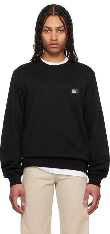 Photo: Dolce&Gabbana Black Branded Tag Jersey Sweatshirt