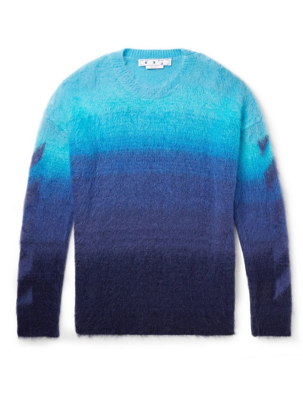 Photo: Off-White - Dégradé Brushed Mohair-Blend Sweater - Blue