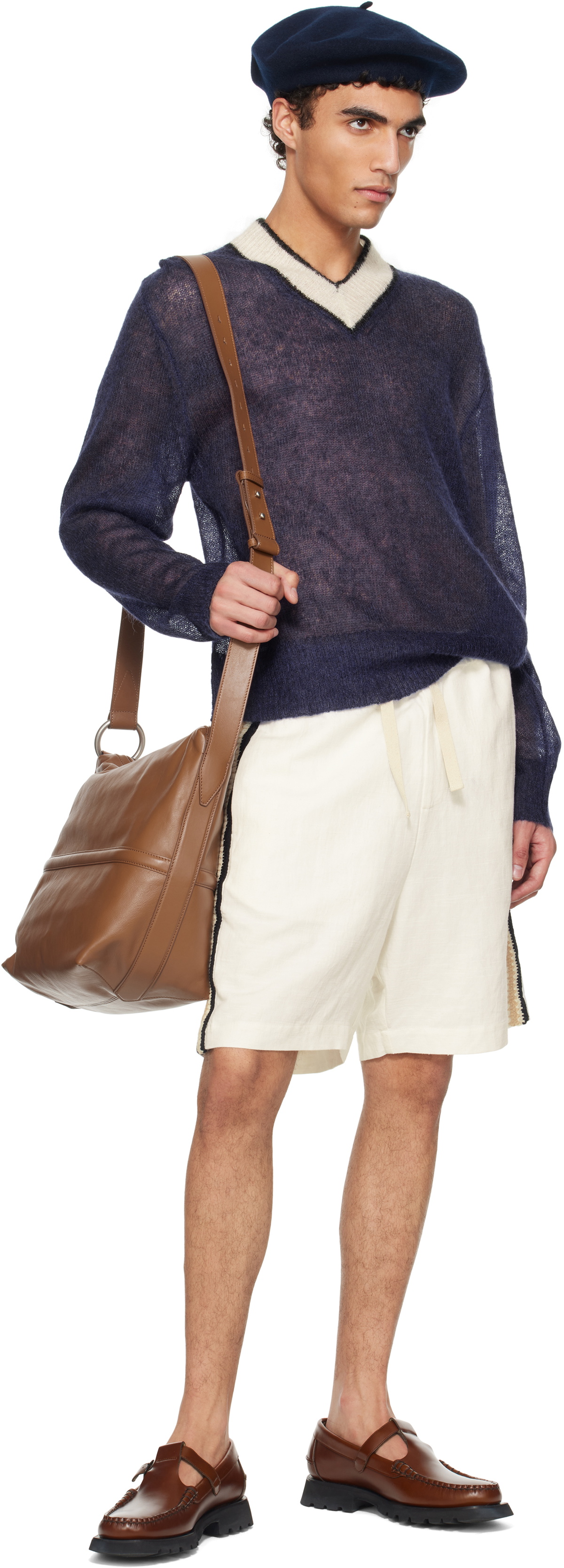 COMMAS White Hand Crochet Trim Shorts
