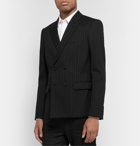 SAINT LAURENT - Black Slim-Fit Double-Breasted Pinstriped Wool-Blend Blazer - Black