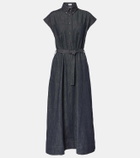 Brunello Cucinelli Belted denim maxi dress