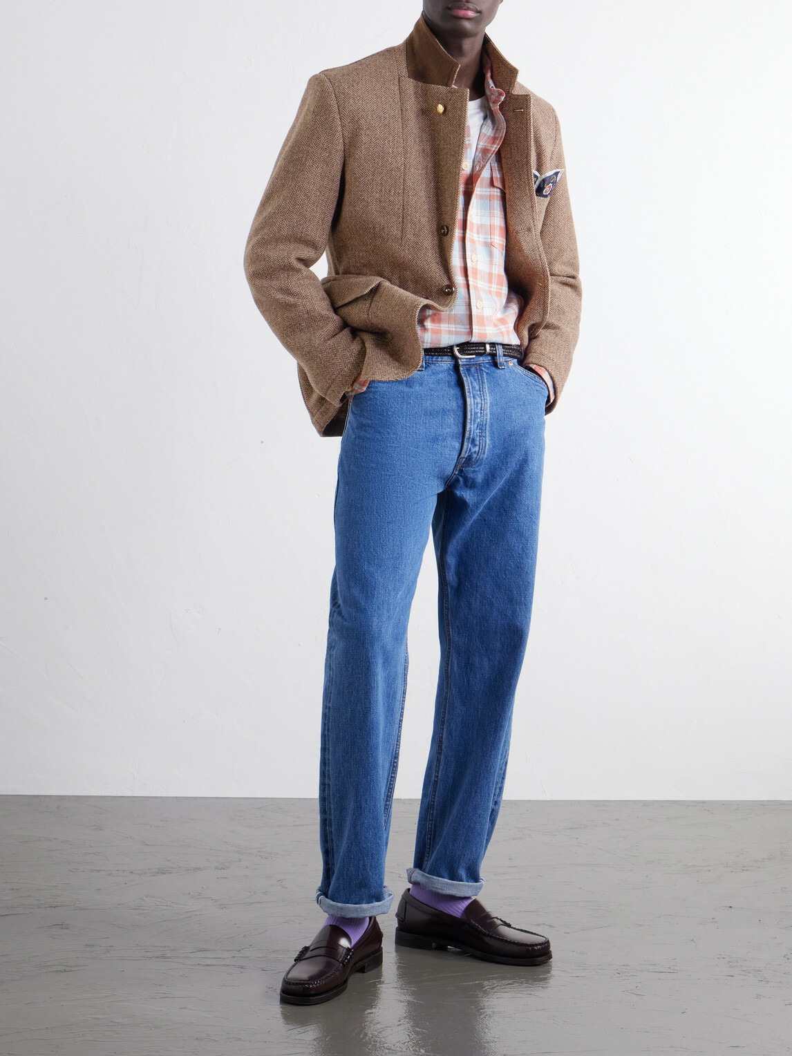 Drake's - Games Herringbone Virgin Wool-Tweed Blazer - Brown