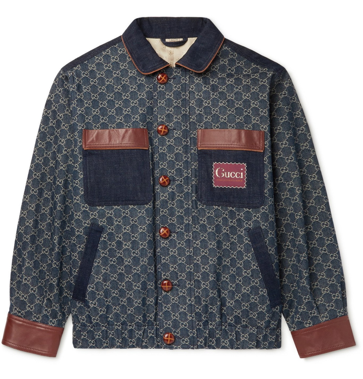 GG jacquard denim jacket in blue - Gucci