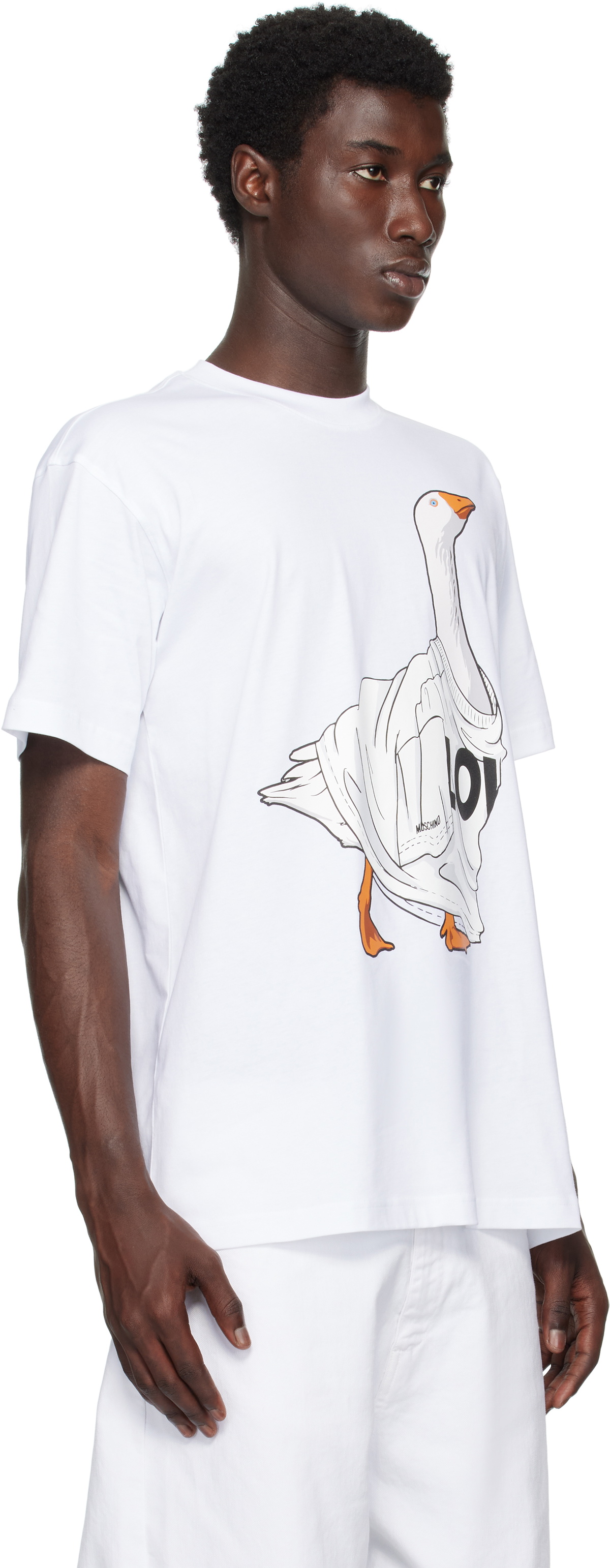 Moschino White Goose Organic Cotton T-Shirt