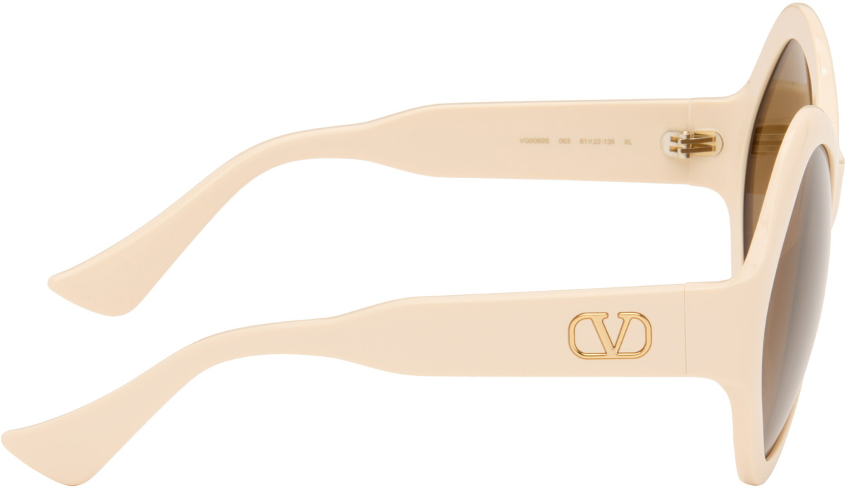 Valentino Off-White Round Acetate Sunglasses