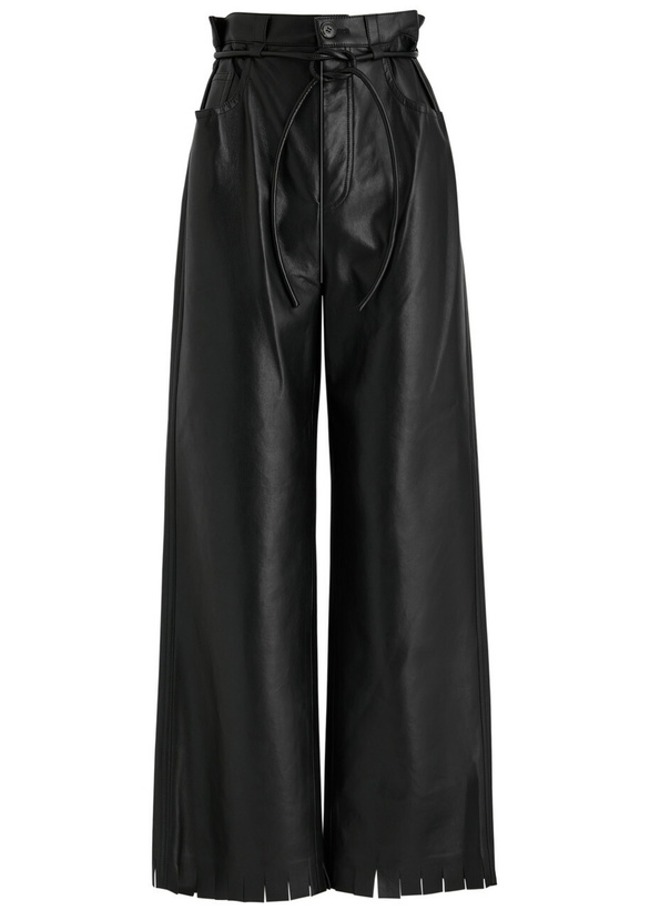 Photo: Nanushka Harlee Belted Faux Leather Trousers Black