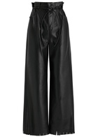 Nanushka Harlee Belted Faux Leather Trousers Black