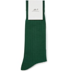 Mr P. - Ribbed Cotton-Blend Socks - Green