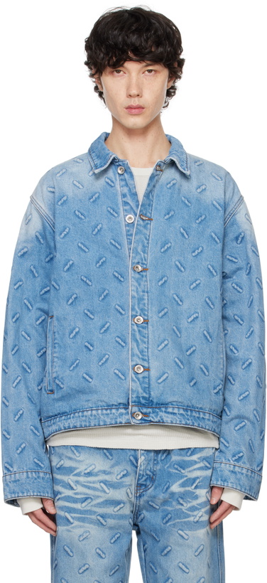 Photo: Who Decides War Blue Thread Plate Denim Jacket