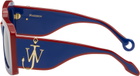 JW Anderson SSENSE Exclusive Blue & Red Bumper Sunglasses