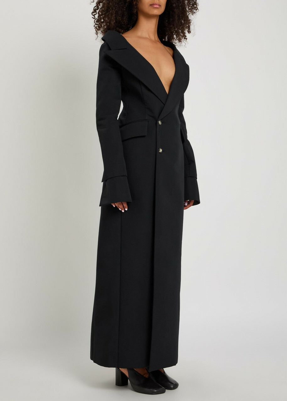 A.W.A.K.E Mode Off-the-shoulder Maxi Blazer Dress Black