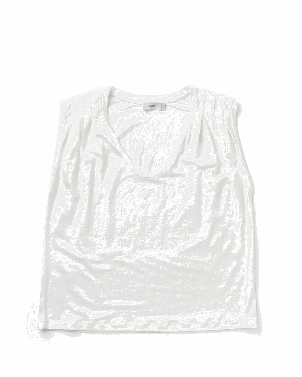 Photo: Closed Pleated Tank Top White - Womens - Tops & Tanks