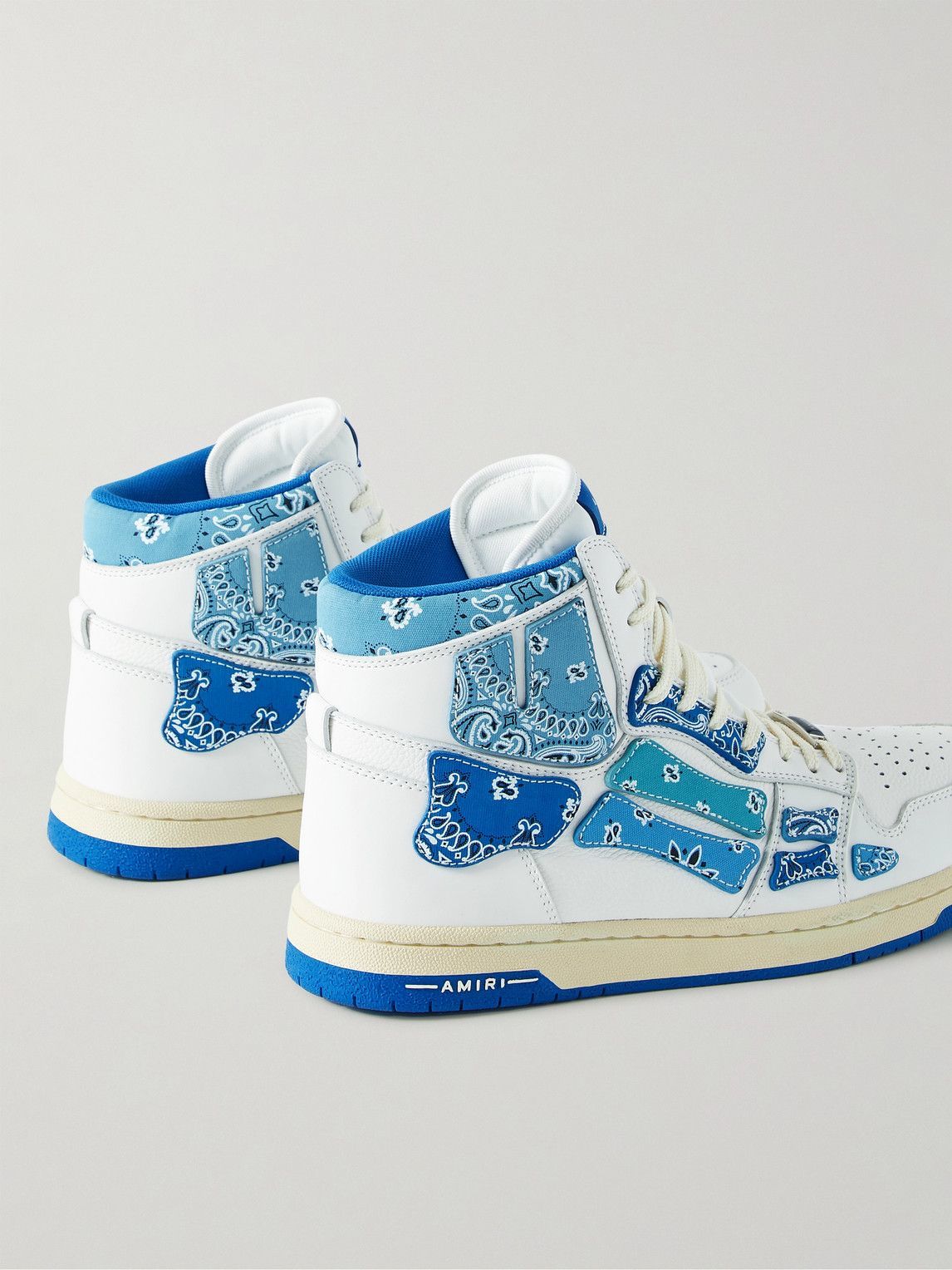 ★関税込み★ AMIRI LIGHT BLUE LEATHER BANDANA SKEL SNEAKERS AMIRI Men's Skel-Top Hi Sneakers Bandana Blue / White Size