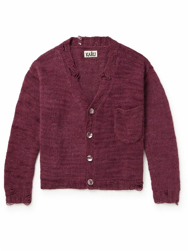 Photo: Karu Research - Distressed Mohair Cardigan - Red