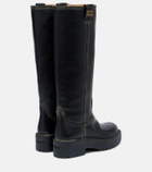 Miu Miu Logo leather knee-high boots