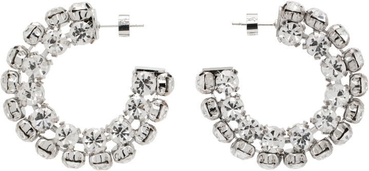 Photo: AREA Silver Small Crystal Hoop Earrings