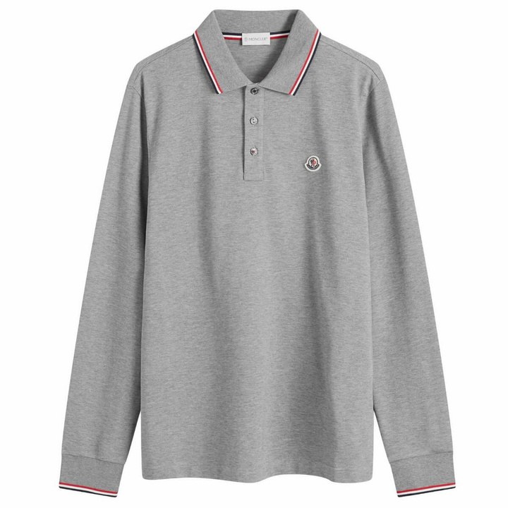 Photo: Moncler Men's Long Sleeve Polo T-Shirt in Grey