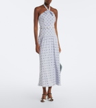 Alessandra Rich Belted polka-dot halterneck silk midi dress