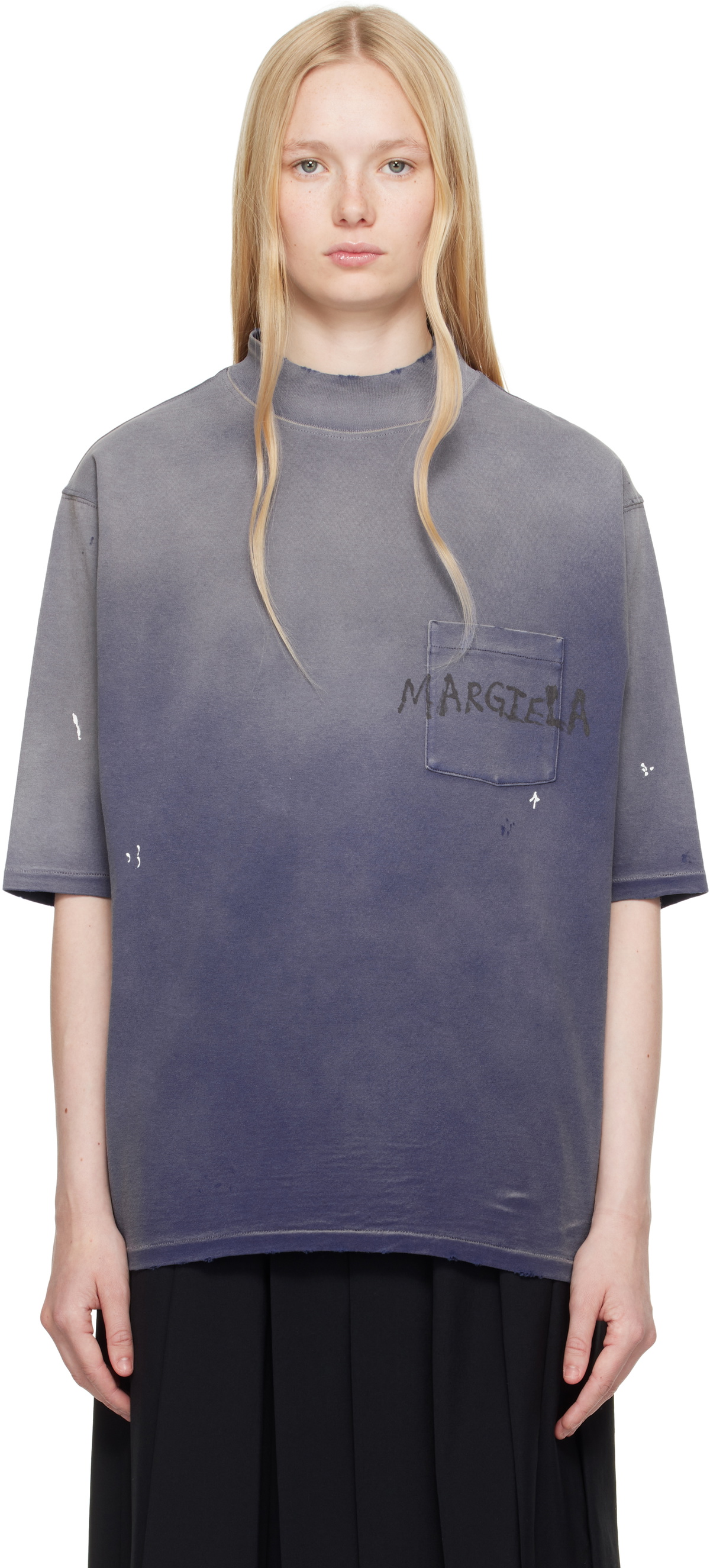 Maison Margiela Blue Graffiti Logo T-shirt Maison Margiela