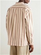 A Kind Of Guise - Pace Grandad-Collar Striped Linen and Cotton-Blend Shirt - Neutrals
