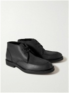 Mr P. - Andrew Split-Toe Shearling-Lined Waxed-Suede Chukka Boots - Black