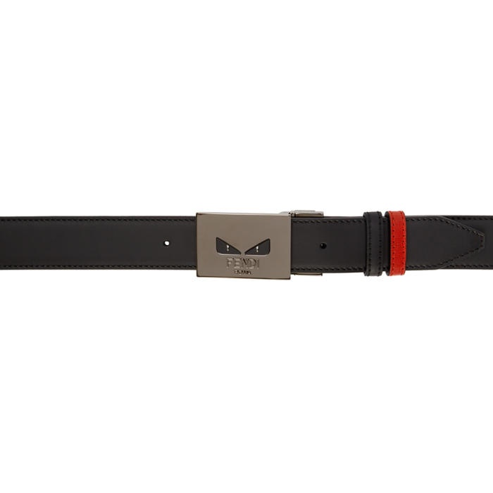 Photo: Fendi Reversible Black and Red Bag Bugs Belt 