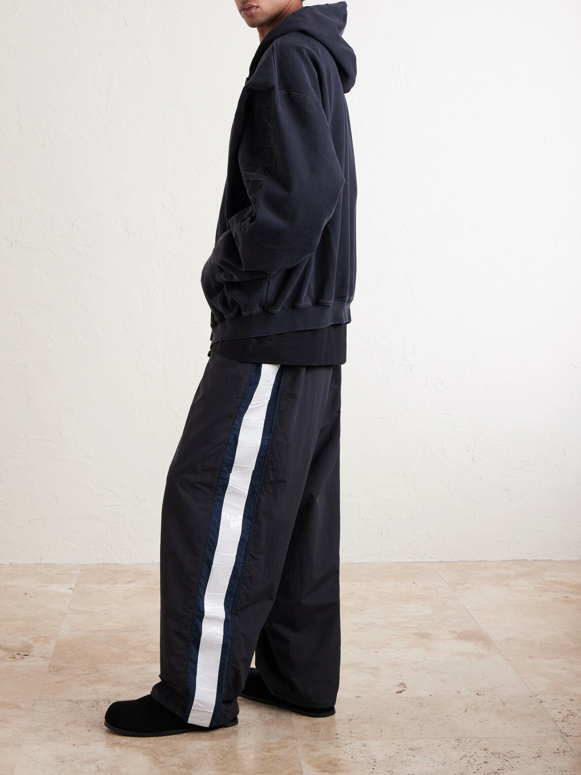 VETEMENTS - Wide-Leg Striped Shell Sweatpants - Black