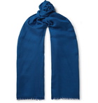 Loro Piana - Fringed Cashmere and Silk-Blend Scarf - Blue