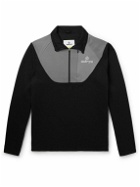 OSTRYA - Rove Logo-Print Colour-Block Jersey Half-Zip Sweatshirt - Black
