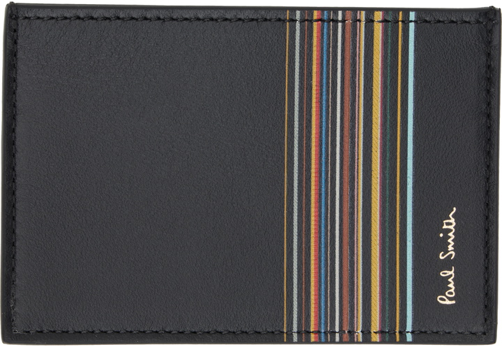 Photo: Paul Smith Black Leather Signature Stripe Block Credit Card Holder