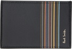 Paul Smith Black Leather Signature Stripe Block Credit Card Holder