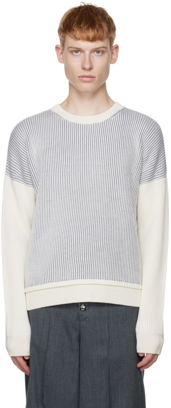 Photo: CALVINLUO White & Gray Stripe Sweater