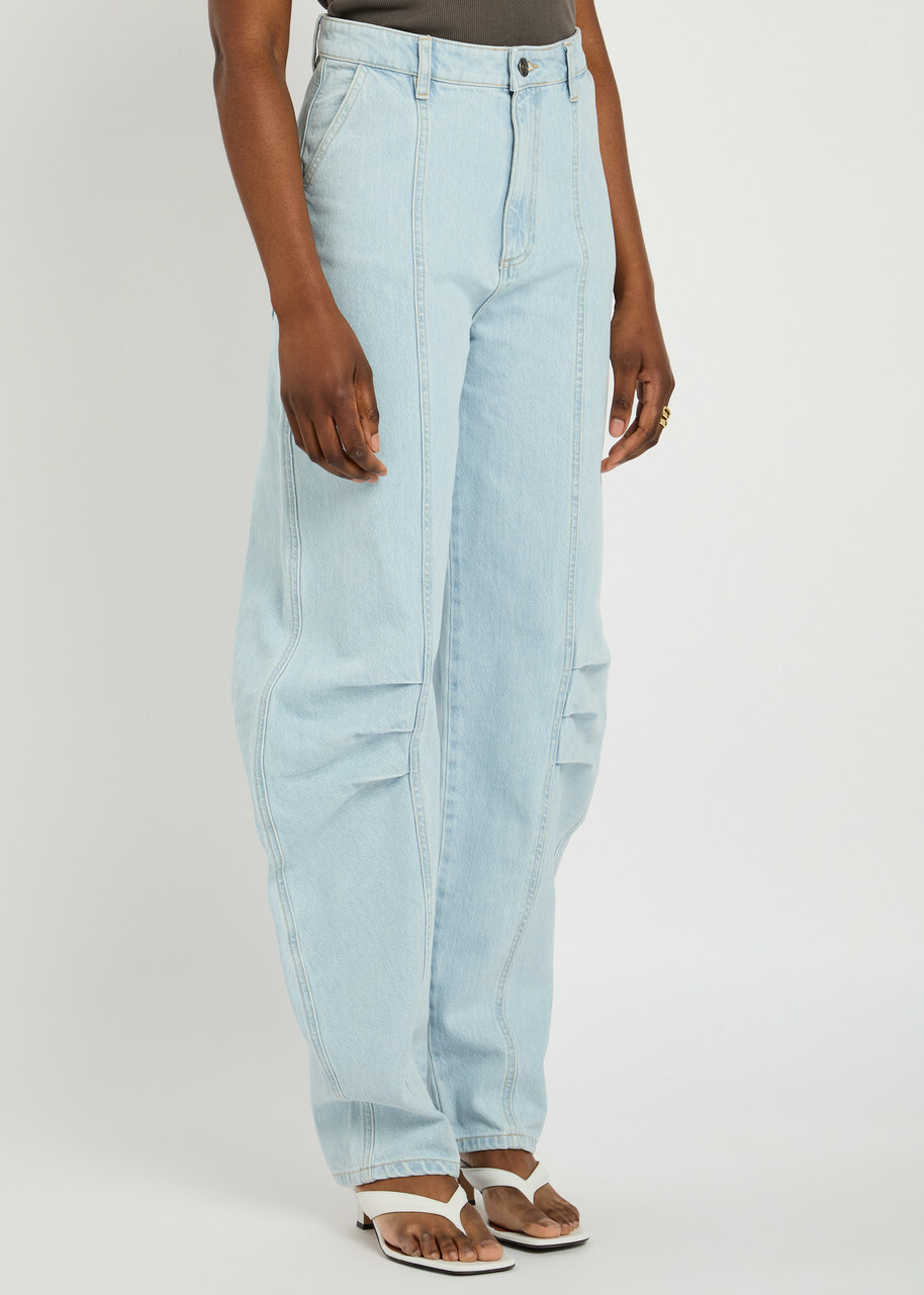 Rotate Sunday Pleated Barrel-leg Jeans Light Blue