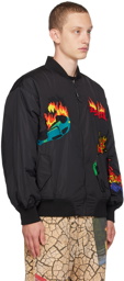 Perks and Mini Black Engulfed Reversible Bomber Jacket