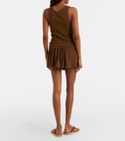 Miu Miu Lace-trimmed pointelle cotton miniskirt