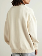 Off-White - Intarsia-Knit Cotton-Blend Sweater - Neutrals