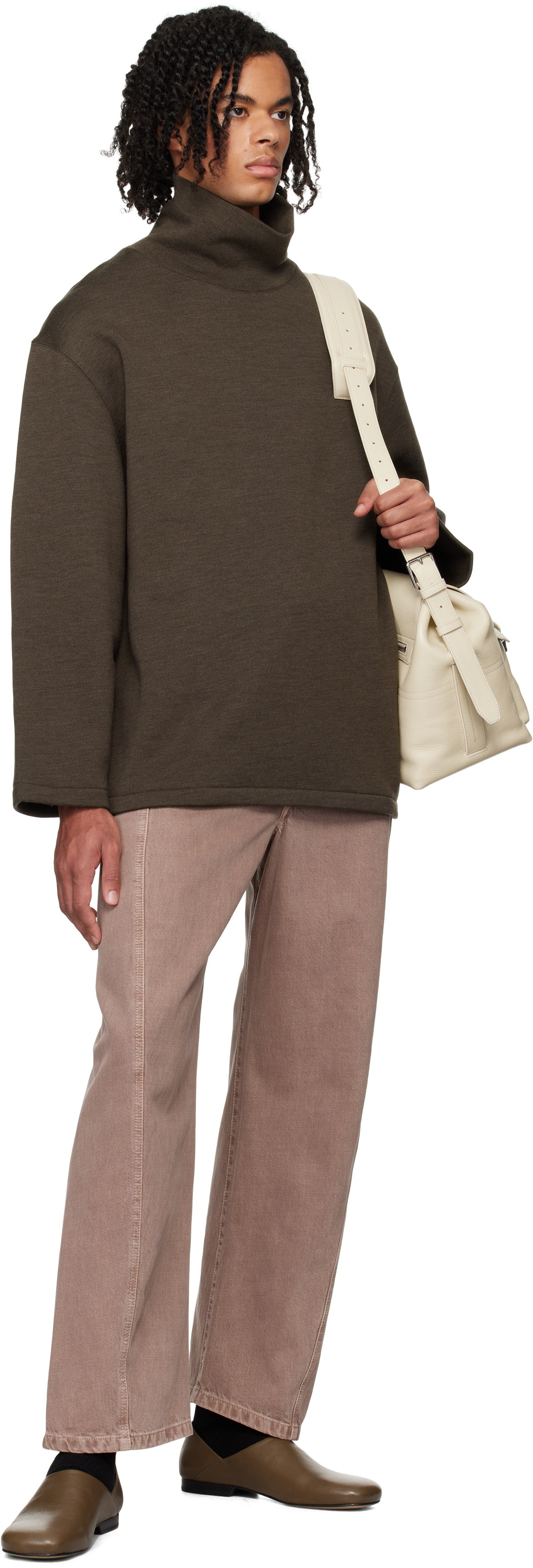 LEMAIRE mock neck jumper ブラウン S タグ付 ニットT LEMAIRE mock neck jumper ブラウン S タグ付 ニットT