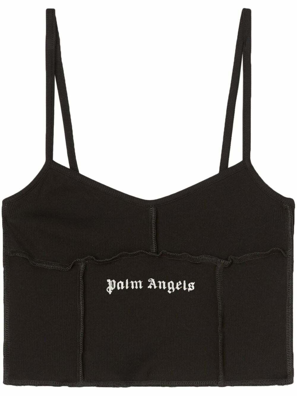 Palm Angels Black Graphic Sport Bra 'Black White