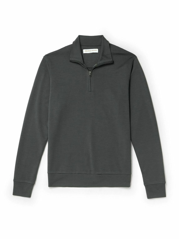 Photo: Orlebar Brown - Isar Merino Wool-Jersey Half-Zip Sweatshirt - Green