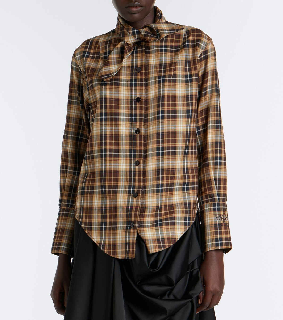 Patou Bow-detail checked cotton shirt
