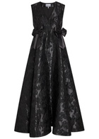 Ganni Floral-jacquard Cloqué Midi Dress Black