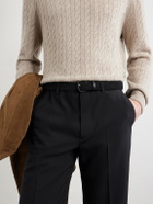Charvet - Leather-Trimmed Woven Belt - Black