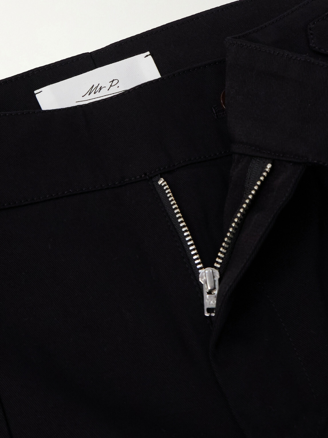 Mr P. - Steve Tapered Pleated Cotton Trousers - Black