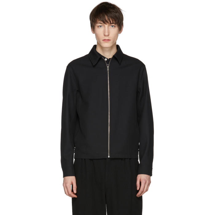 Lemaire Black Wool Zip Jacket 